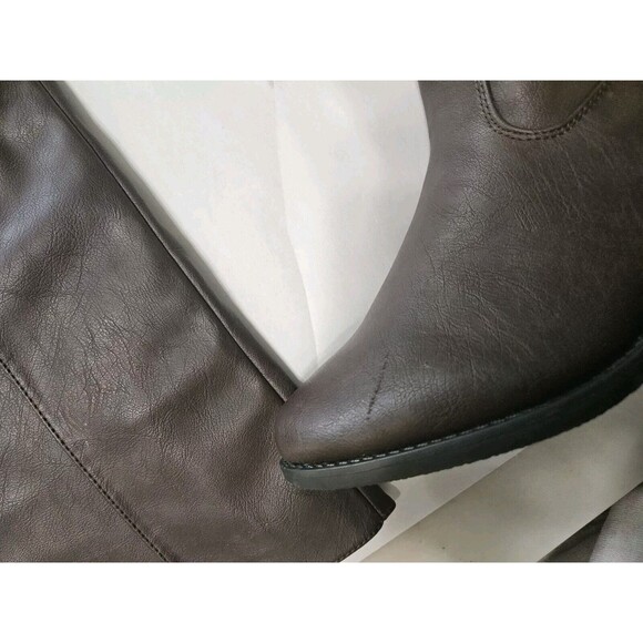 Top Moda Womens Boot Rear Zip Flat Straps Buckle Brown Size 7 Cognac Brown Boots - Picture 3 of 6